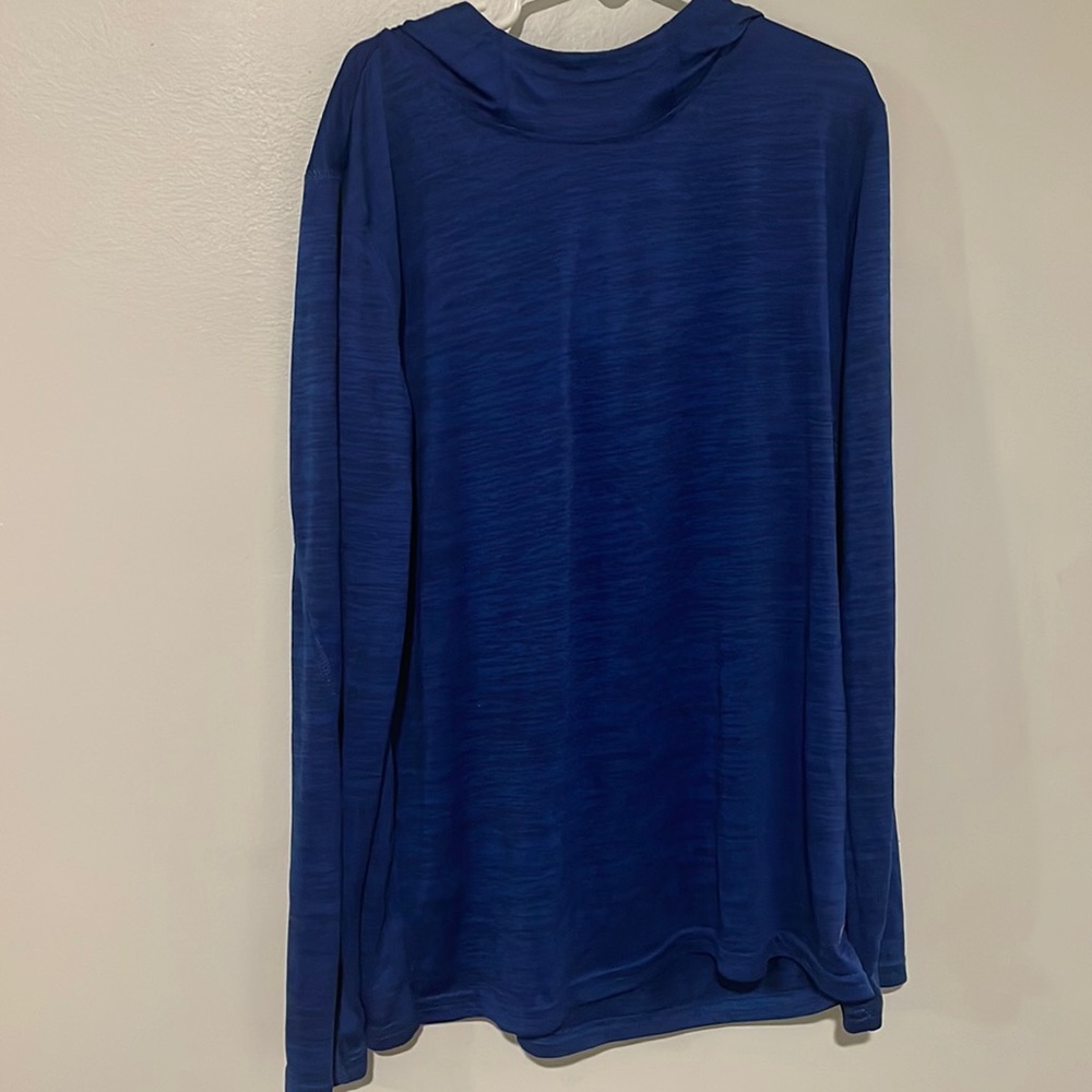 Youth long sleeve t-shirt with hood blue L (14/16)